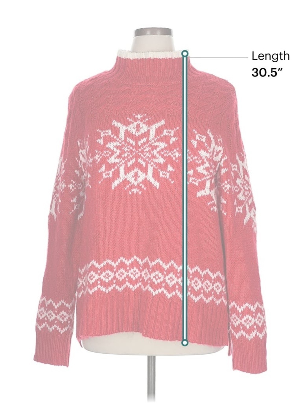 Talbots Fair Isle Snowflake Mock Neck Sweater - Picture 6 of 8
